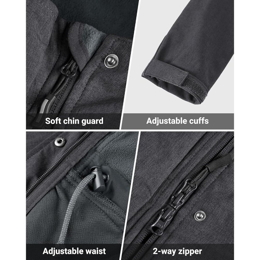 Women's Dark-grey Melange Lightweight Waterproof Hooded Rain Jacket,long Coat - Picture 4 of 8